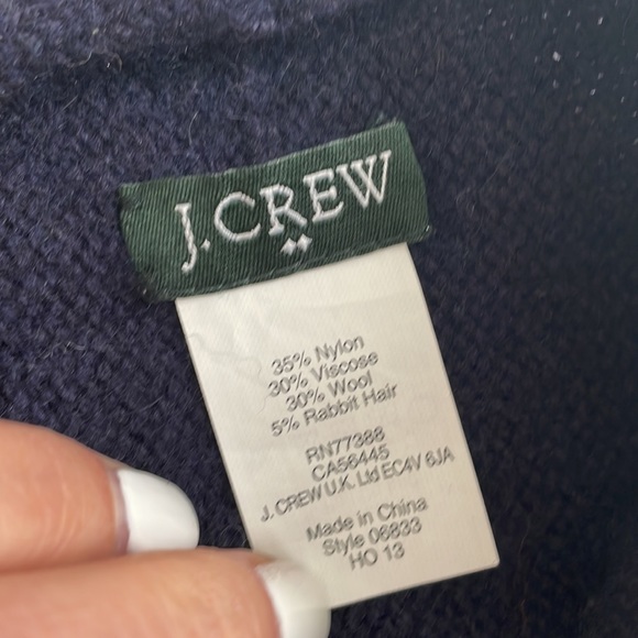 🧣JCrew Wool Rabbit Hair, Infinity, Navy Green Polkadot Scarf - Picture 3 of 3